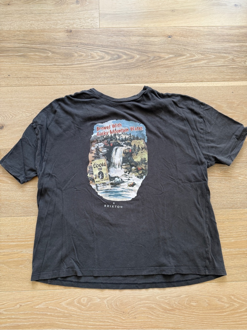 Brixton Grey Graphic Coors Banquet Tee with Waterfall Print